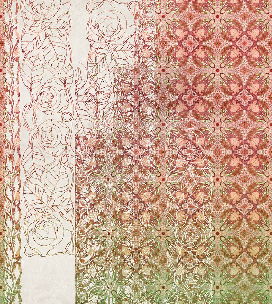 Renaissance Bloom - Orange Yellow - Custom Sized Wallpaper Mural (per m2)