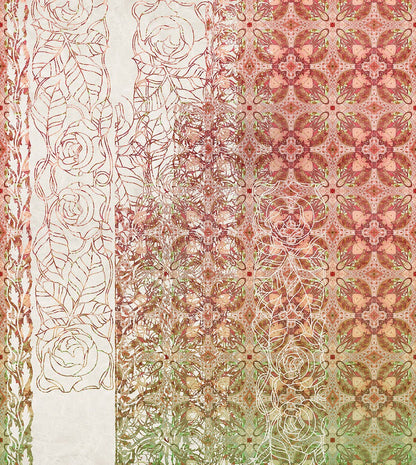 Renaissance Bloom - Orange Yellow - Custom Sized Wallpaper Mural (per m2)