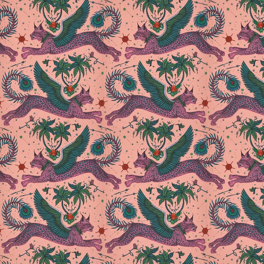 Lynx by Emma Shipley Wallpaper - Coral