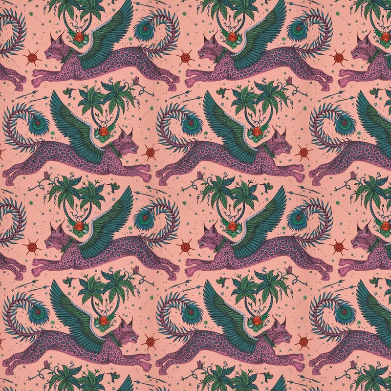Sample - Lynx by Emma Shipley Wallpaper - Coral