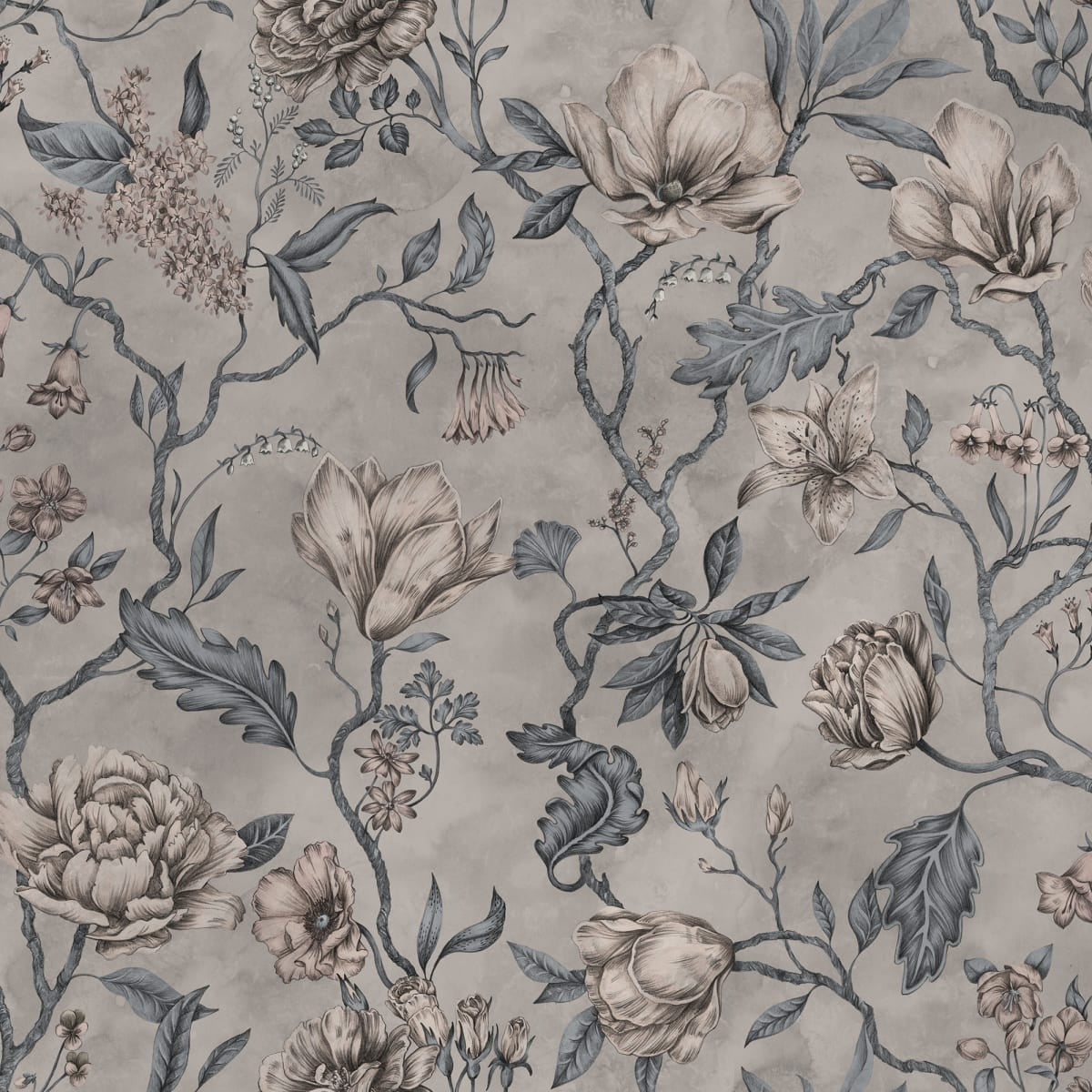 Sample - Belinda Mural Wallpaper - Misty Blue