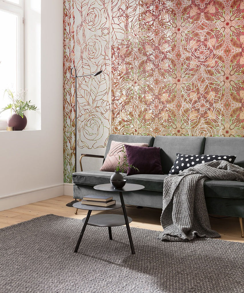 Renaissance Bloom - Orange Yellow - Custom Sized Wallpaper Mural (per ...
