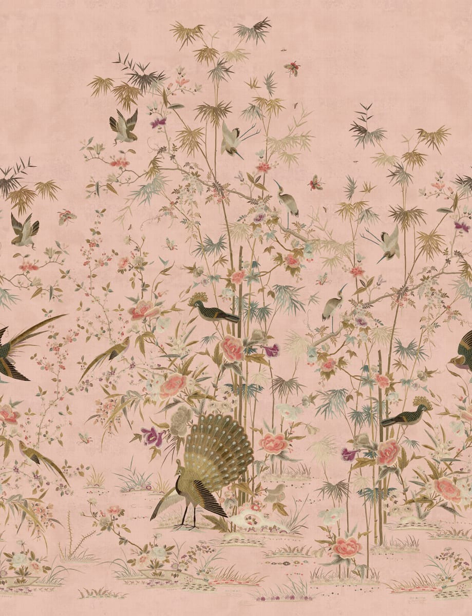 Sample - Garden of Serenity - Custom Sized Wallpaper Mural (per m2) - Pink