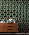 Opulent Plume - Teal - Custom Sized Wallpaper Mural (per m2)