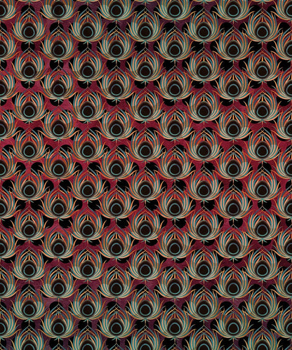 Opulent Plume - Burgundy- Custom Sized Wallpaper Mural (per m2)
