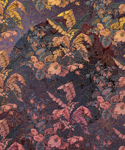 Jungle Majesty - Purple - Custom Sized Wallpaper Mural (per m2)