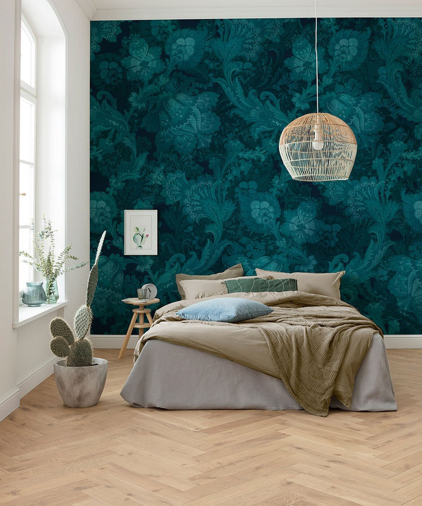 Sample – Midnight Botanica - Custom Sized Wallpaper Mural (per m2)