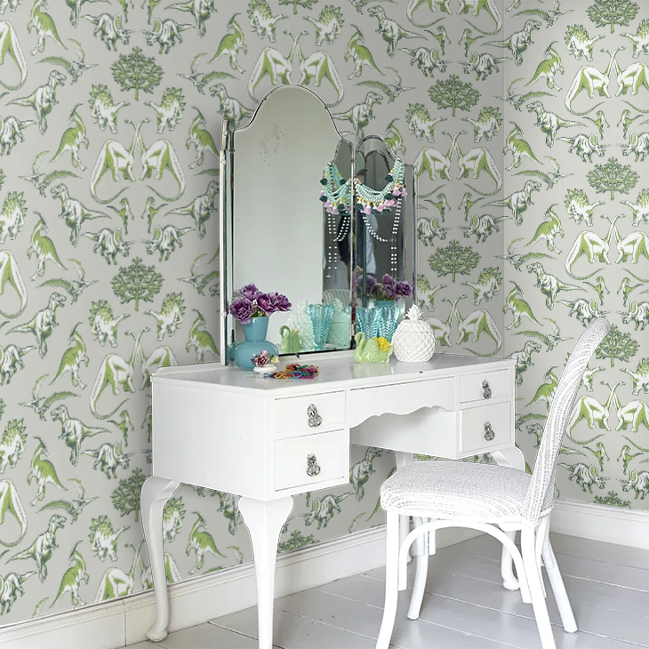 Dotty Dinosaurs Wallpaper - Green