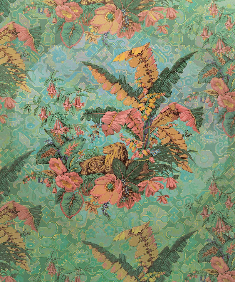 Jungle Majesty - Green - Custom Sized Wallpaper Mural (per m2)