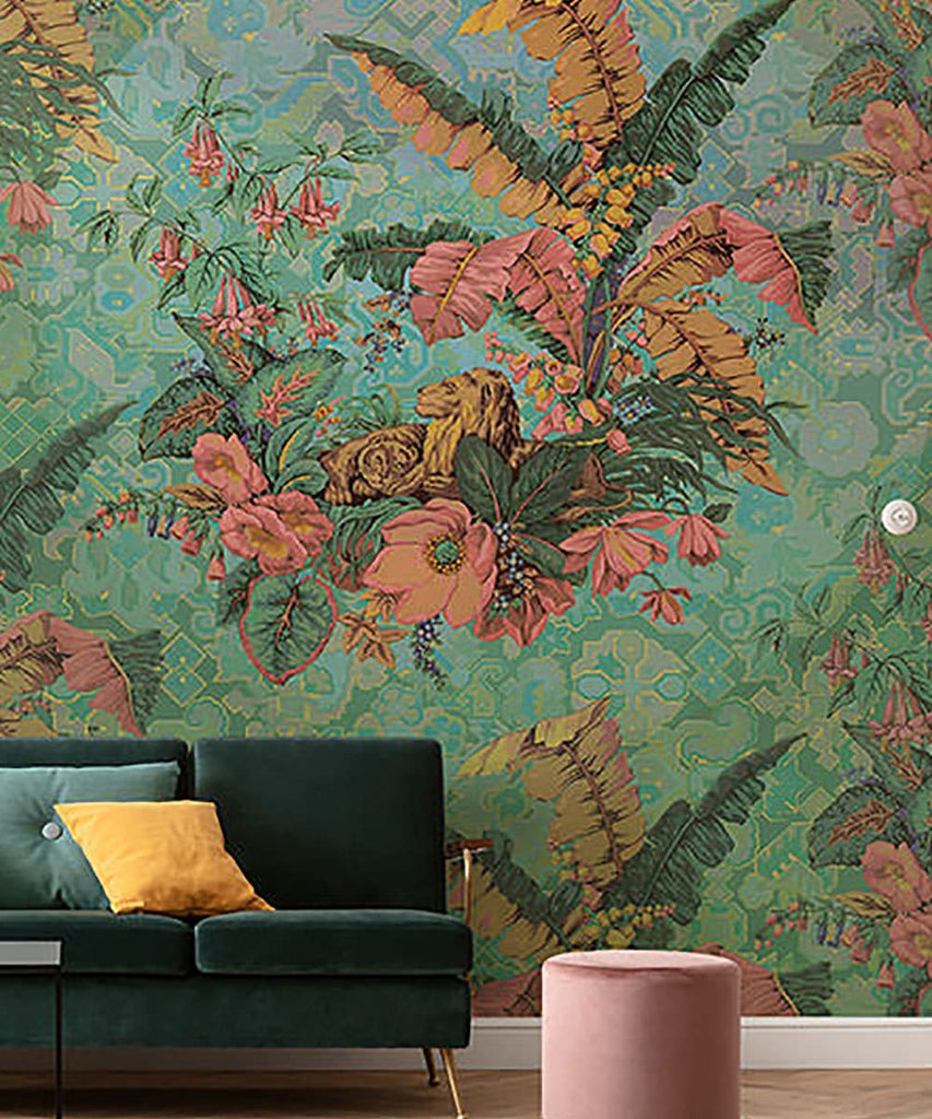 Jungle Majesty - Green - Custom Sized Wallpaper Mural (per m2)
