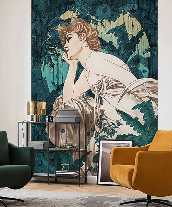 Sample – Verdant Muse - Custom Sized Wallpaper Mural (per m2)