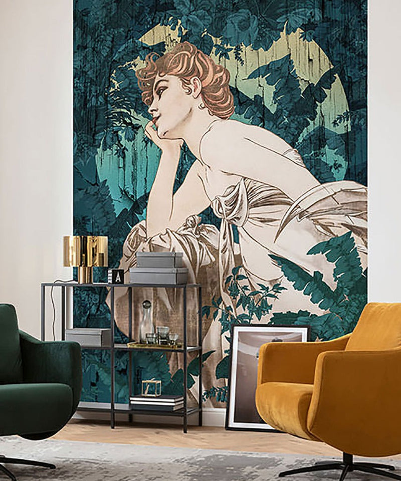 Verdant Muse - Custom Sized Wallpaper Mural (per m2)
