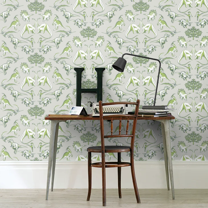 Dotty Dinosaurs Wallpaper - Green