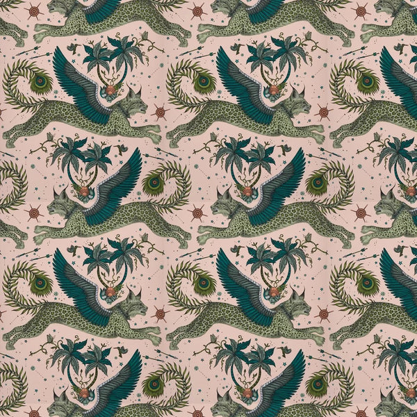 Sample - Lynx by Emma Shipley Wallpaper - Pink