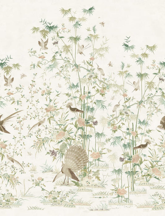 Garden of Serenity - Custom Sized Wallpaper Mural (per m2) - Light Grey
