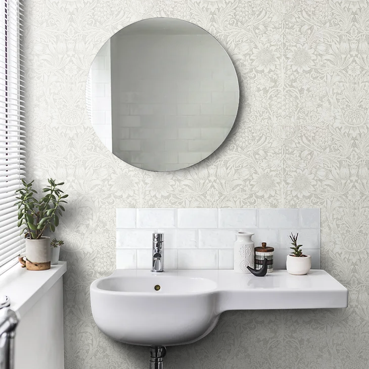 Pure Sunflower Wallpaper - Chalk/Silver