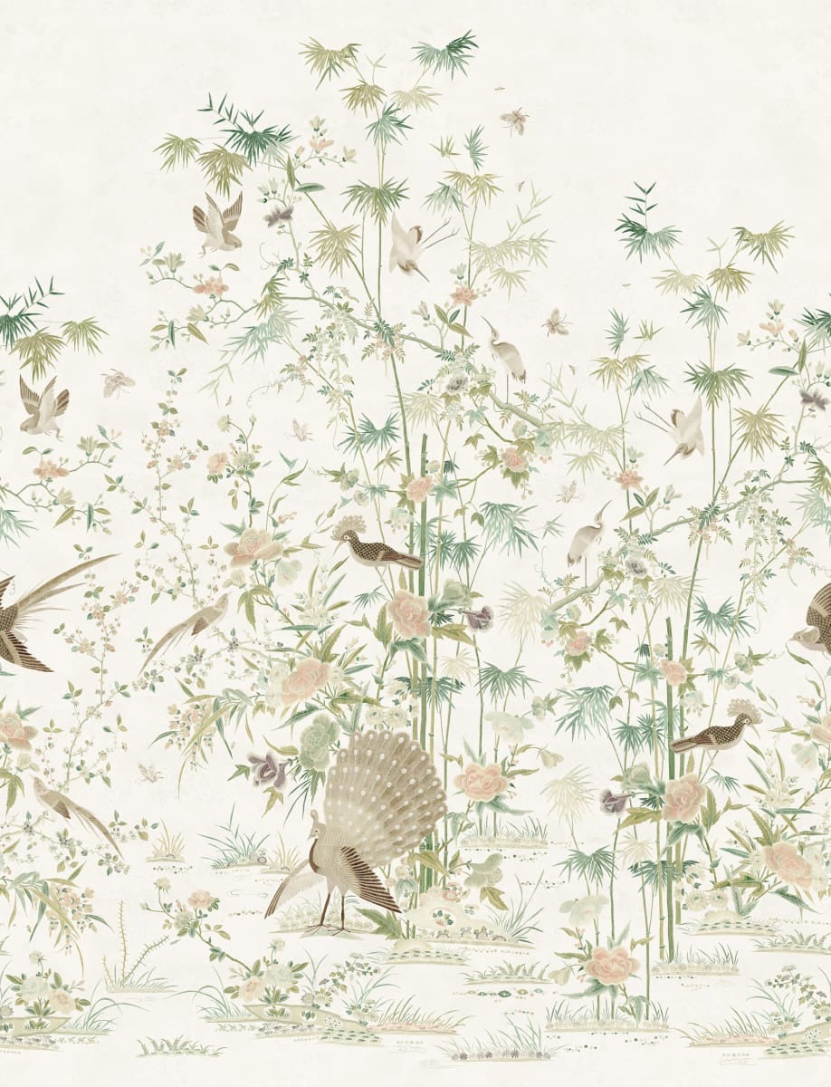 Sample - Garden of Serenity - Custom Sized Wallpaper Mural (per m2) - Light Grey