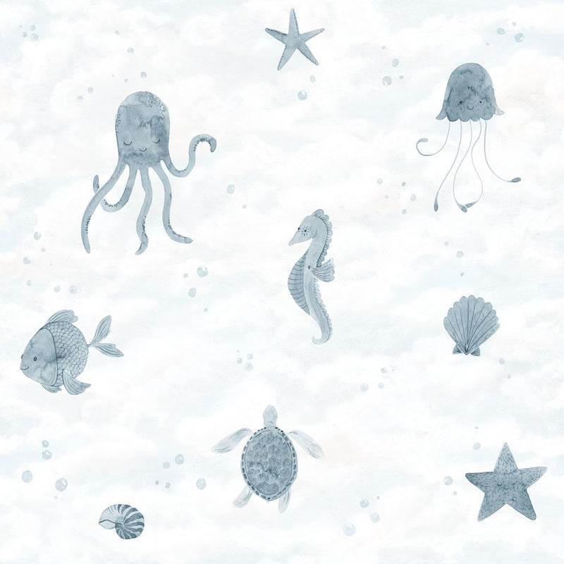 Alice Ocean - Custom Sized Wallpaper Mural (per m2) - Blue