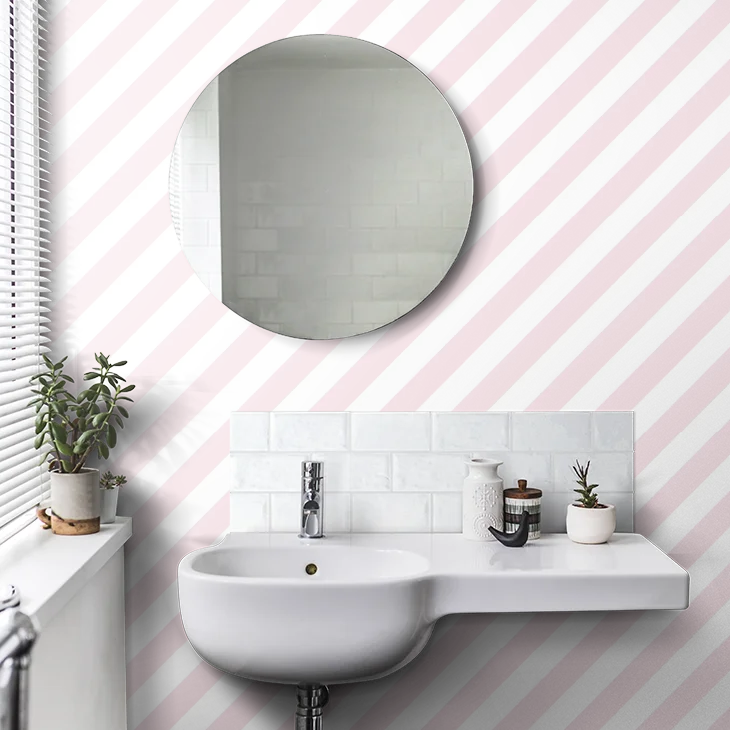 Large Diagonal Stripes Wallpaper - Pink