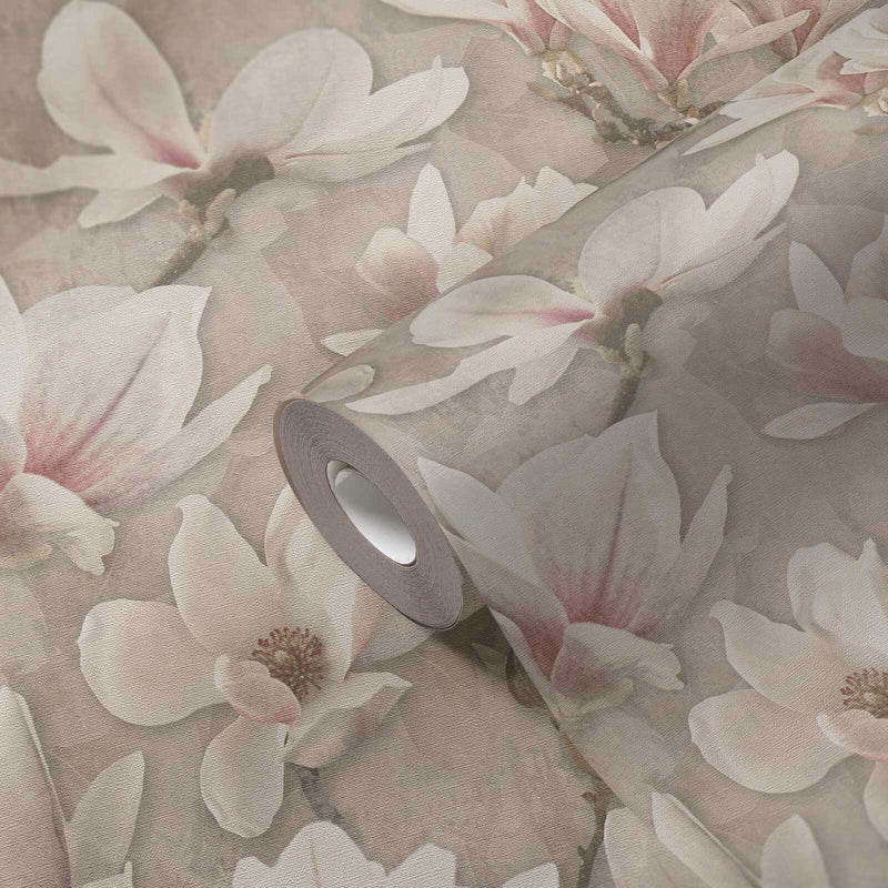 Magnolia Blossoms - Brown, Pink, White