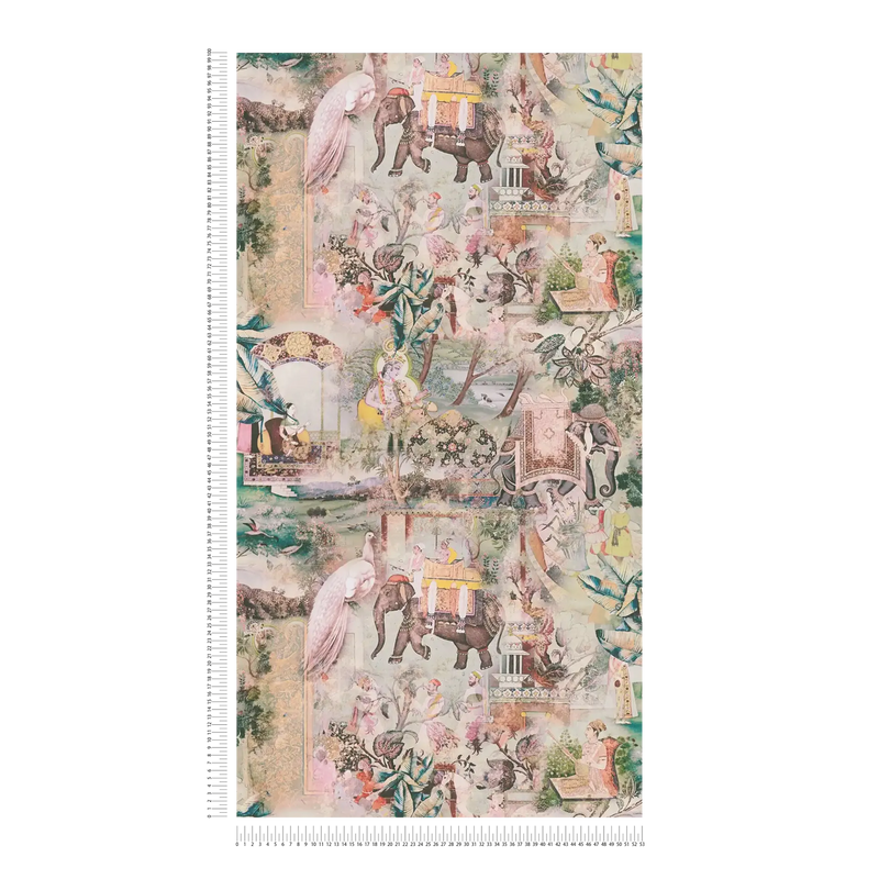 Elephant Parade – Vintage Wallpaper – Desert Green