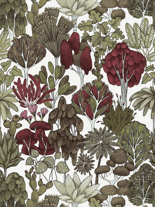 Exotic Oasis Wallpaper  - White/Red