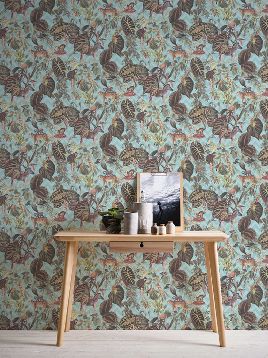 Living Jungle Chevron Wallpaper - Blue