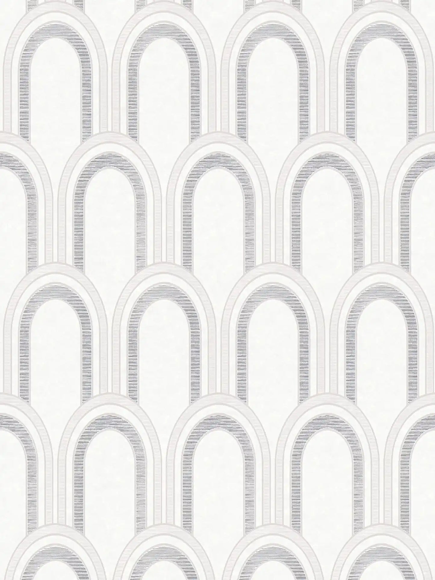 Metallic Arches Wallpaper - White Grey