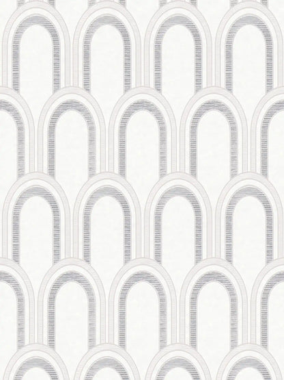 Metallic Arches Wallpaper - White Grey