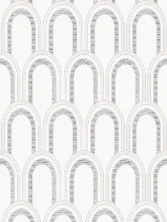 Metallic Arches Wallpaper - White Grey