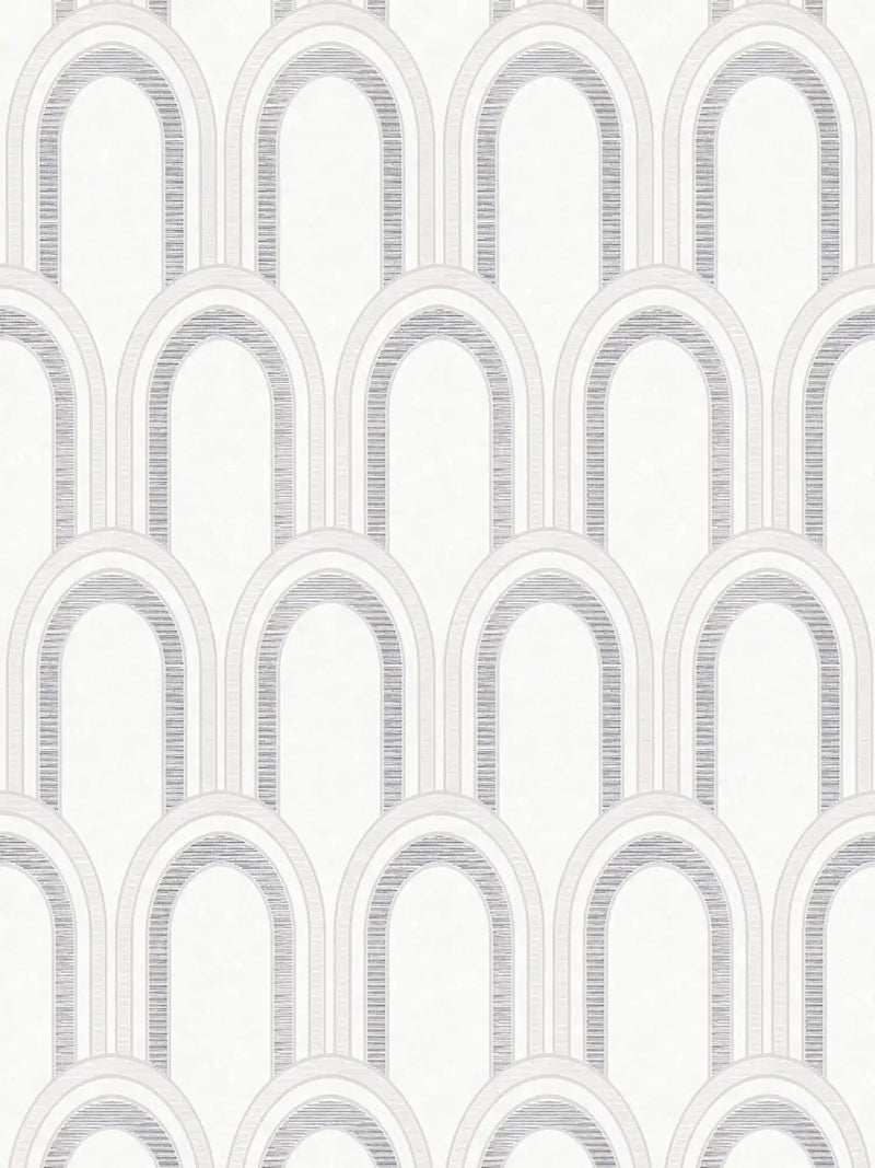Sample - Metallic Arches Wallpaper - White Grey