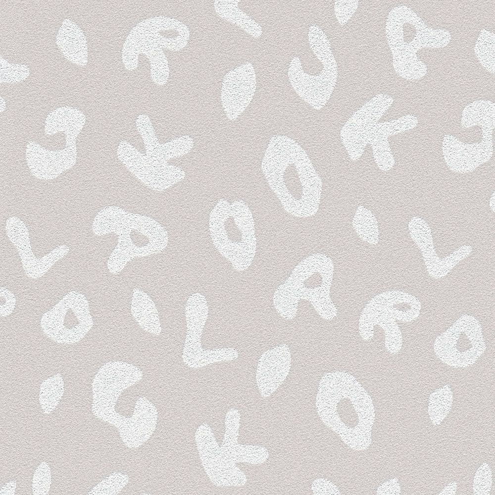 Leopard Alphabet Heavy Weight Wallpaper - Grey - Discontinuing
