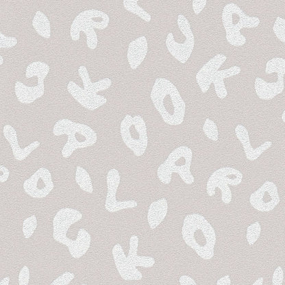 Leopard Alphabet Heavy Weight Wallpaper - Grey - Discontinuing