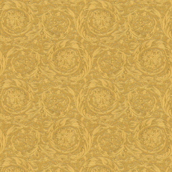 Sample - Versace Floral Garland Wallpaper - Gold/Yellow