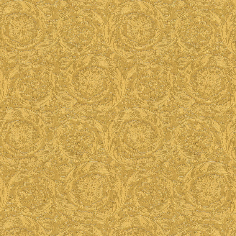 Sample - Versace Floral Garland Wallpaper - Gold/Yellow