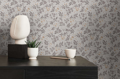 Jasmin - Floral Wallpaper - Grey