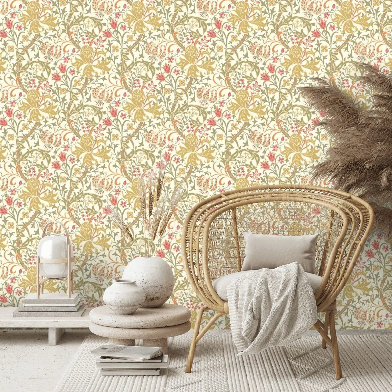 Lily Ogee Wallpaper - Ohpopsi - Olive Green