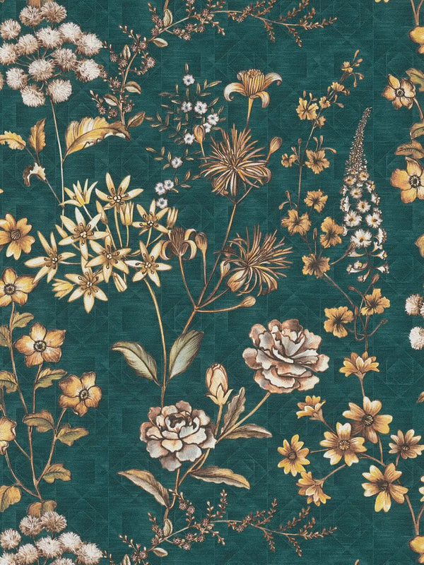 Sample - Stockholm Floral Wallpaper - Teal