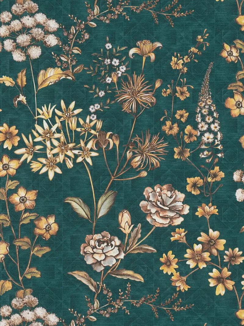 Sample - Stockholm Floral Wallpaper - Teal