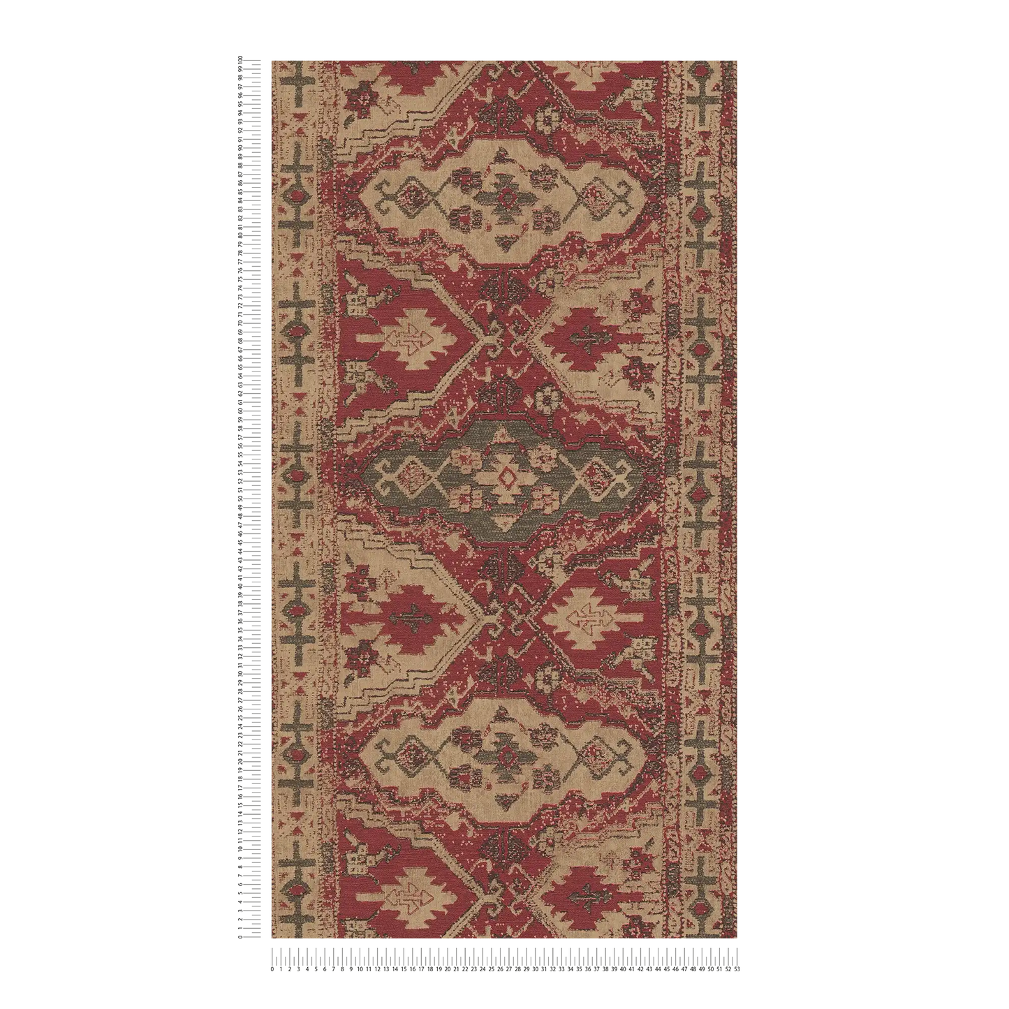 Marrakesh Carpet Wallpaper - Beige Red - Extra Wide