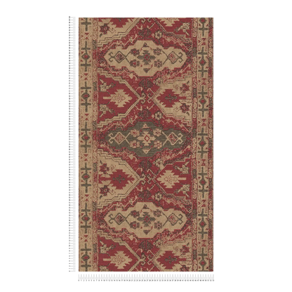 Marrakesh Carpet Wallpaper - Beige Red - Extra Wide