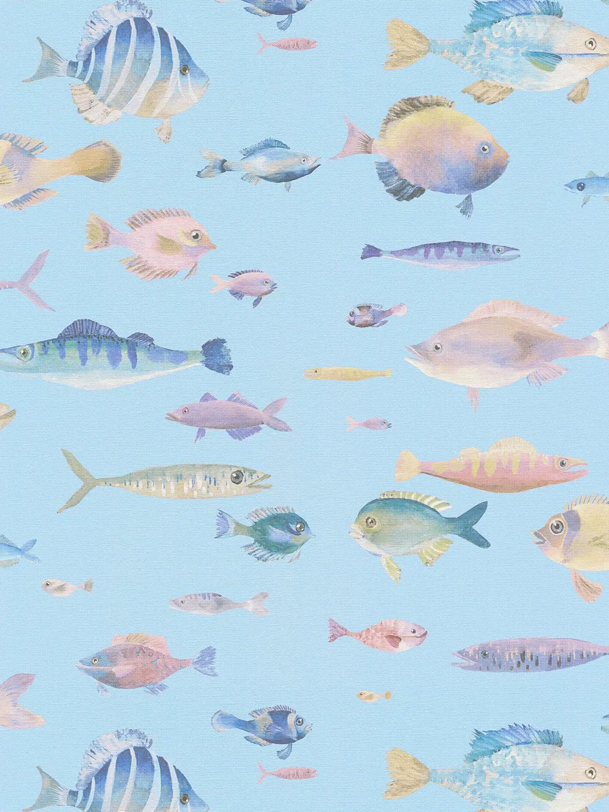Sample - School's Out Fish Wallpaper - Blue