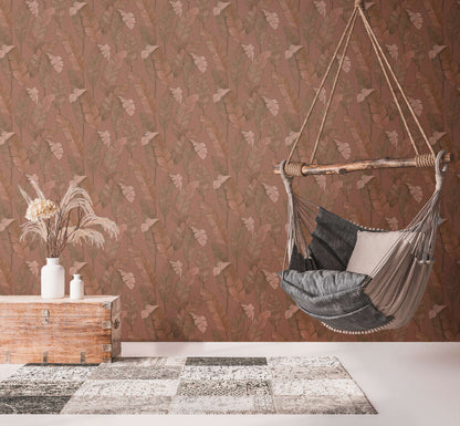 Bali Fronds Wallpaper - Red