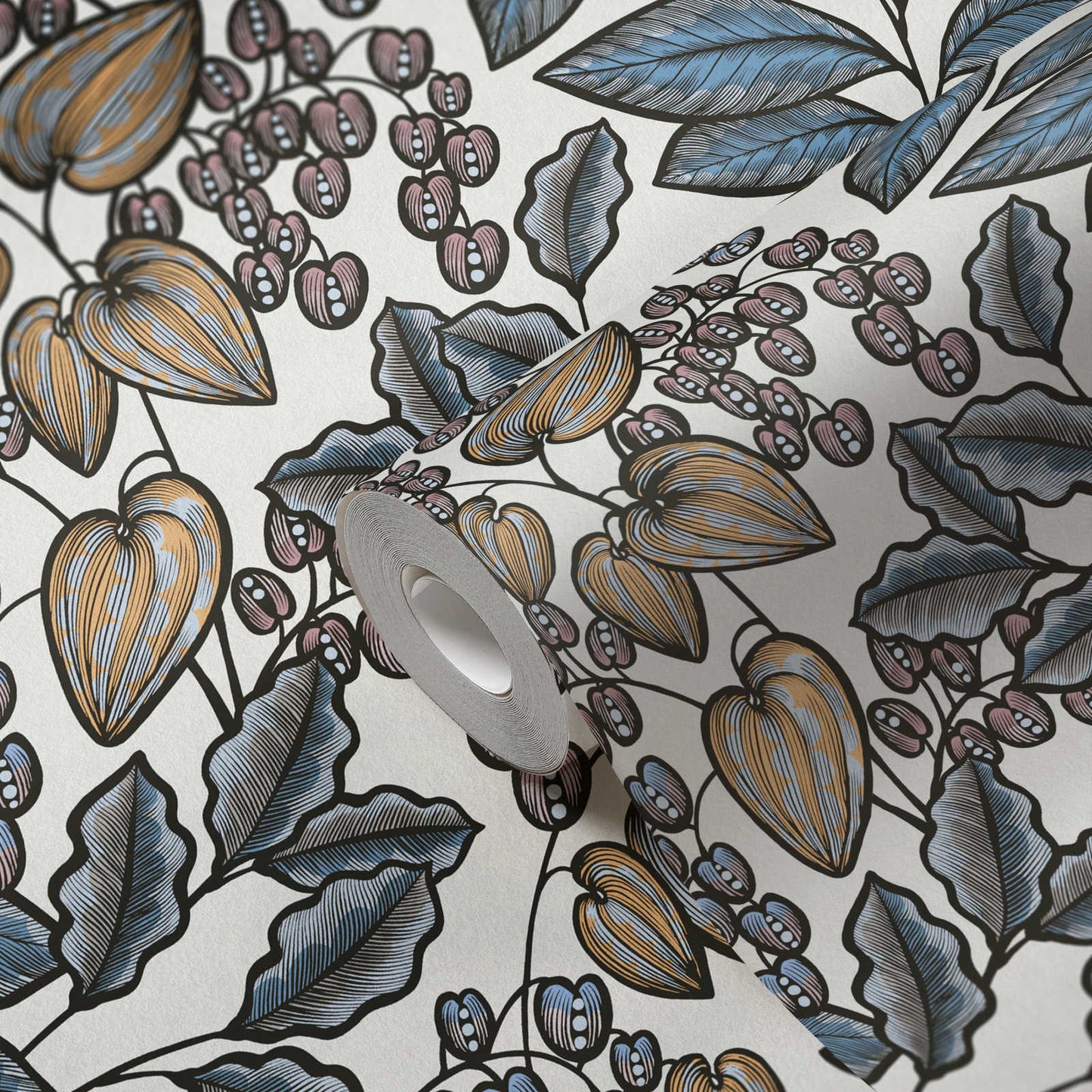 Floral Vine Wallpaper - White/Blue