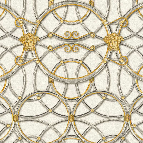 Sample - Versace Chain Wallpaper - Gold/Silver/Grey/White