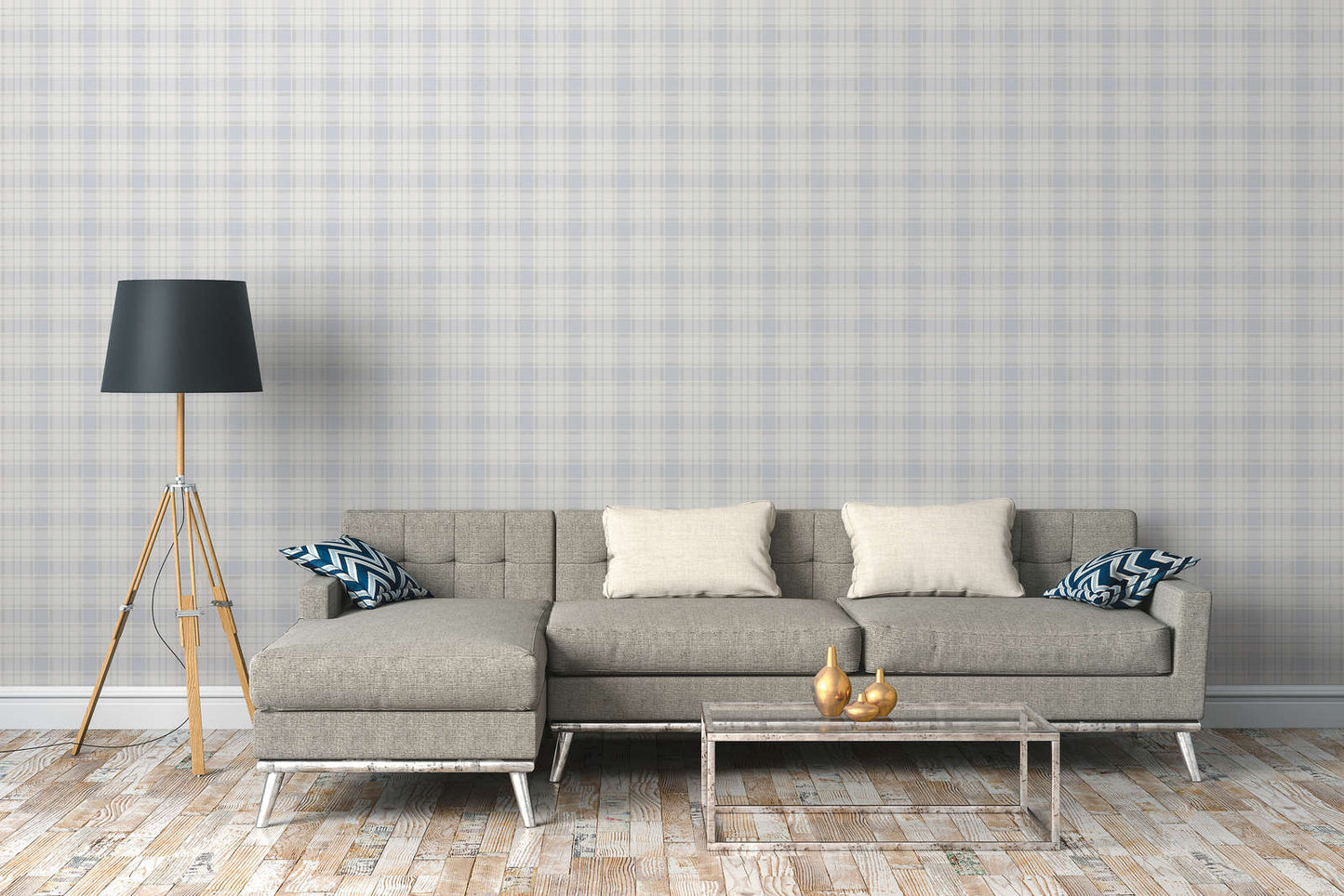 Maison Charme Plaid Wallpaper - White