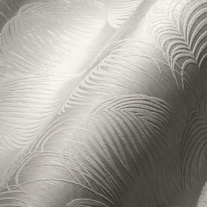 Textured Palm Silk Wallpaper - Cream and White - Discontinuing