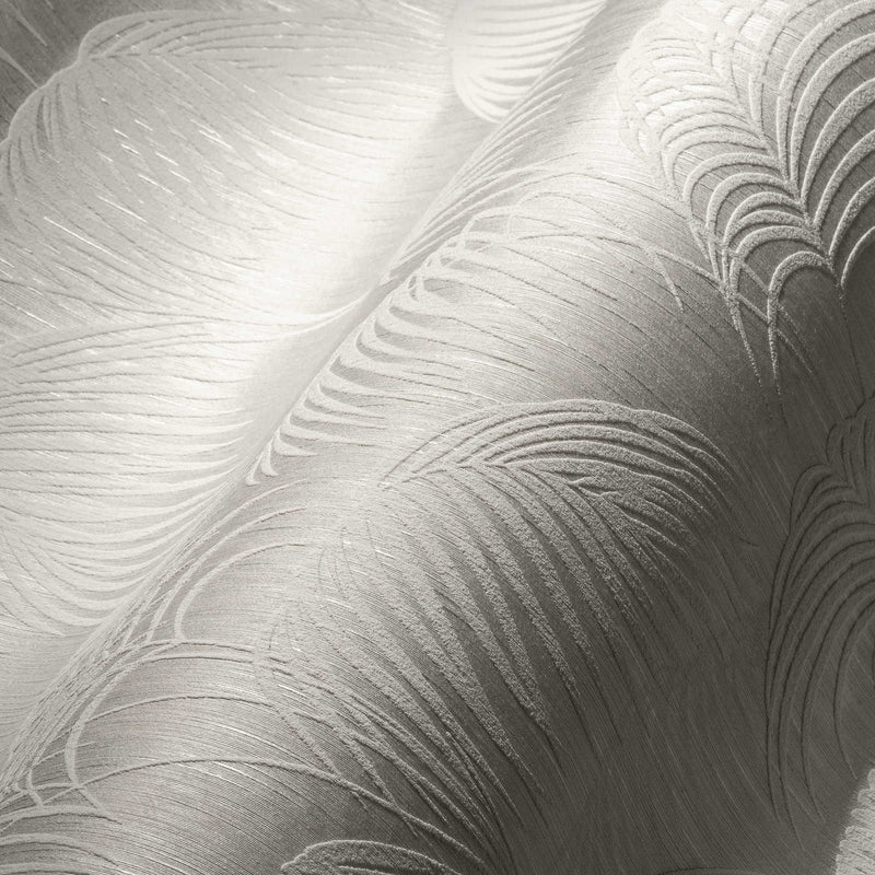 Textured Palm Silk Wallpaper - Cream and White