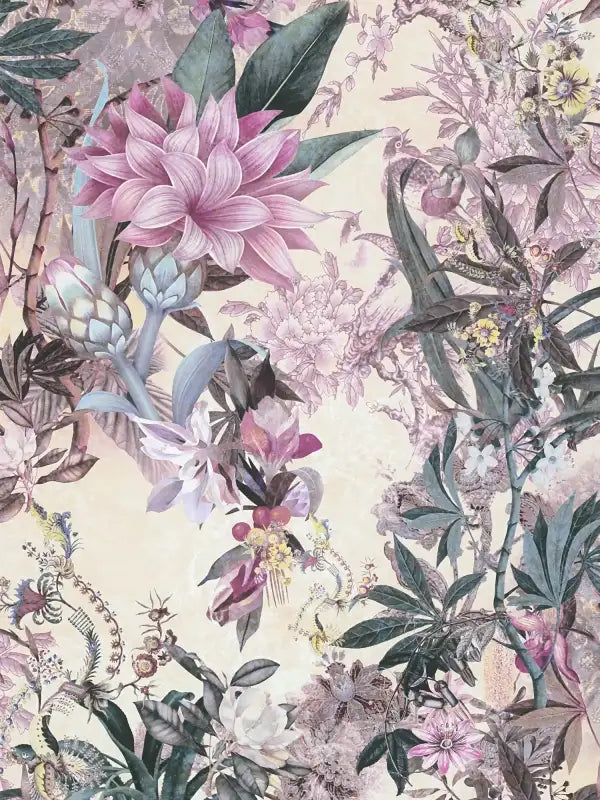 Sample – Calm Tropics – Floral Wallpaper – Pink
