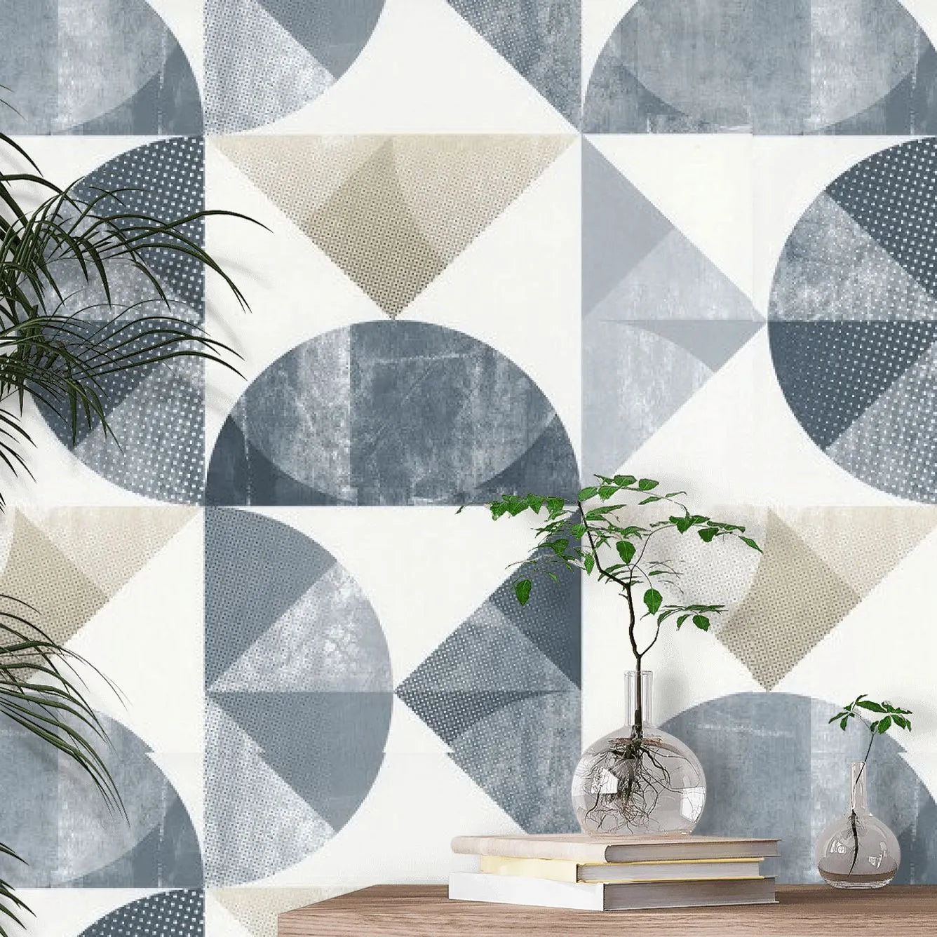 Sample - Spaces Graphic Wallpaper - Blue Canard